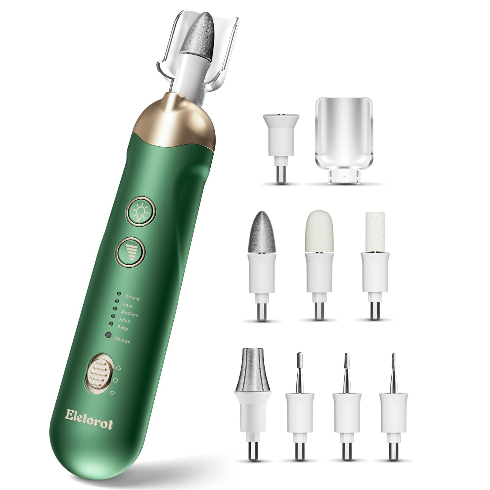 Eletorot Professional Manicure Pedicure Nail File Kit: Eletorot 8 in 1 Electric Nail File Set, Cordless Pedicure Tools for feet, 5 Speeds Manicure Set, Toe Nail Grinder Kit for Thick Nails