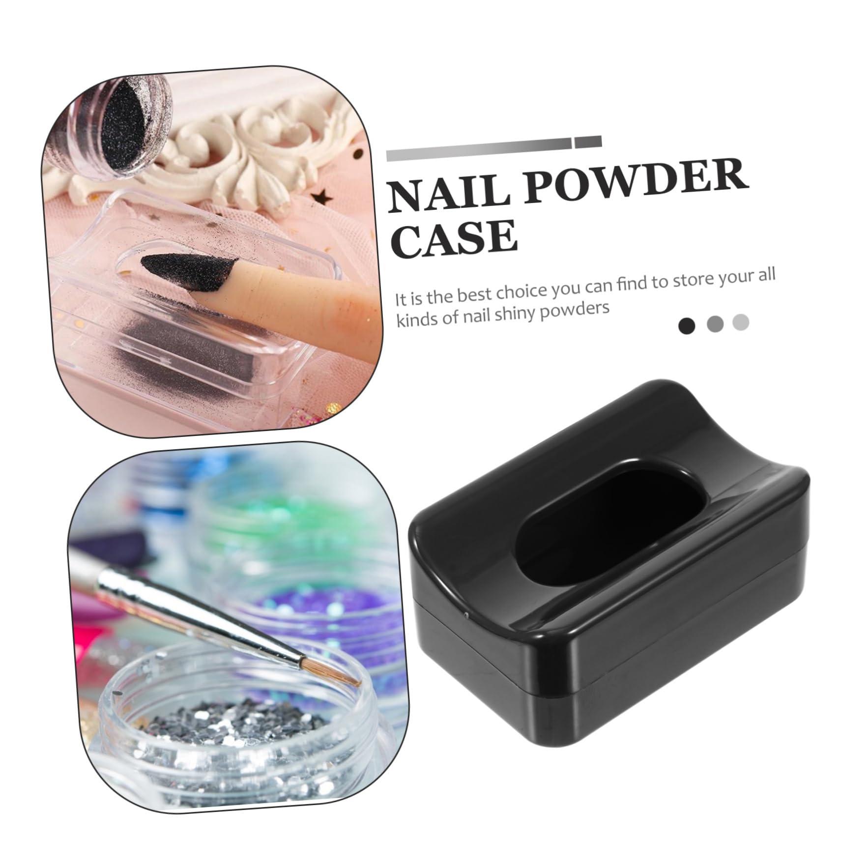 Didiseaon Didiseaon 2 Pcs Glitter Storage Box Storage Case Nail Stuff Organizer Black Tray Nail Dip Case Powder Collection Tray Recycling System Manicure Nail Box Charm Plastic