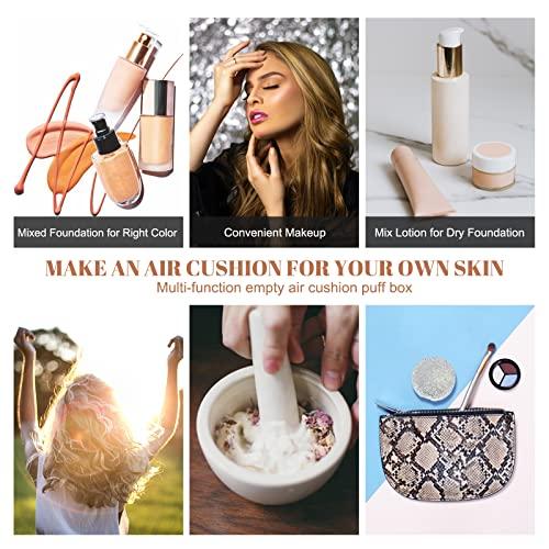 KEYPOWER KEYPOWER Makeup Powder Empty Box with Bling Diamond Loose Powder Compact Empty Container with Powder Puff and Mirror Refillable for Home or Trip (White)