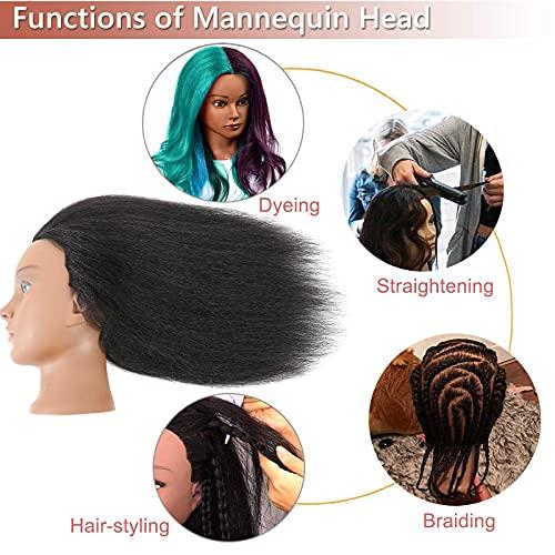 Amethyst Mannequin Head with Human Hair Manikin Head 16 inch 100% Real Hair Doll Head for Hair Styling Salon Training Head Cosmetology Braiding Practice Mannequin Manikin Head Hairdresser (16 Inches)