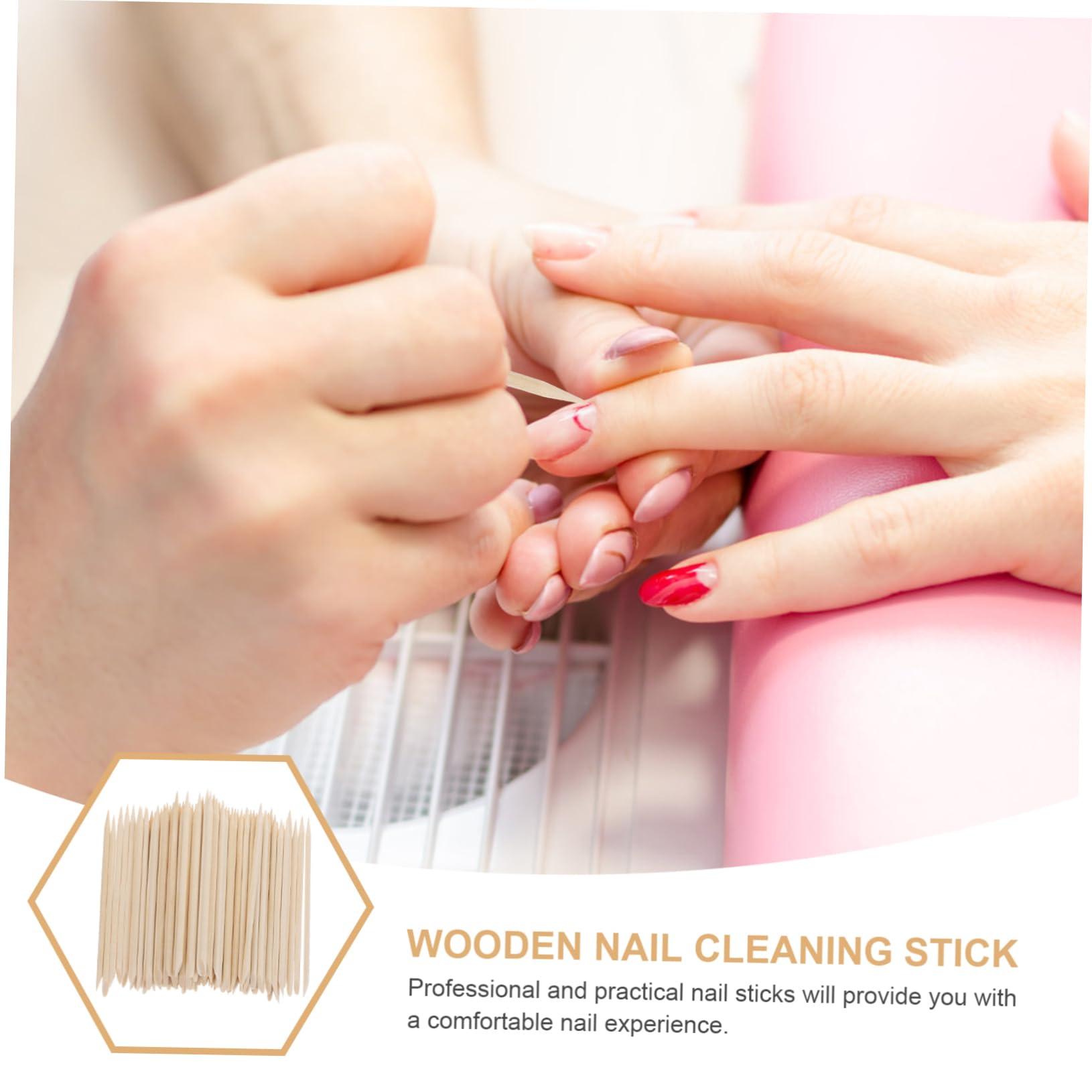 HONMEET HONMEET Nail Cuticle Cleaner Tool 300pcs Nail Art Wood Stick Manicure Wood Nail Stick for Nail Beauty Tool