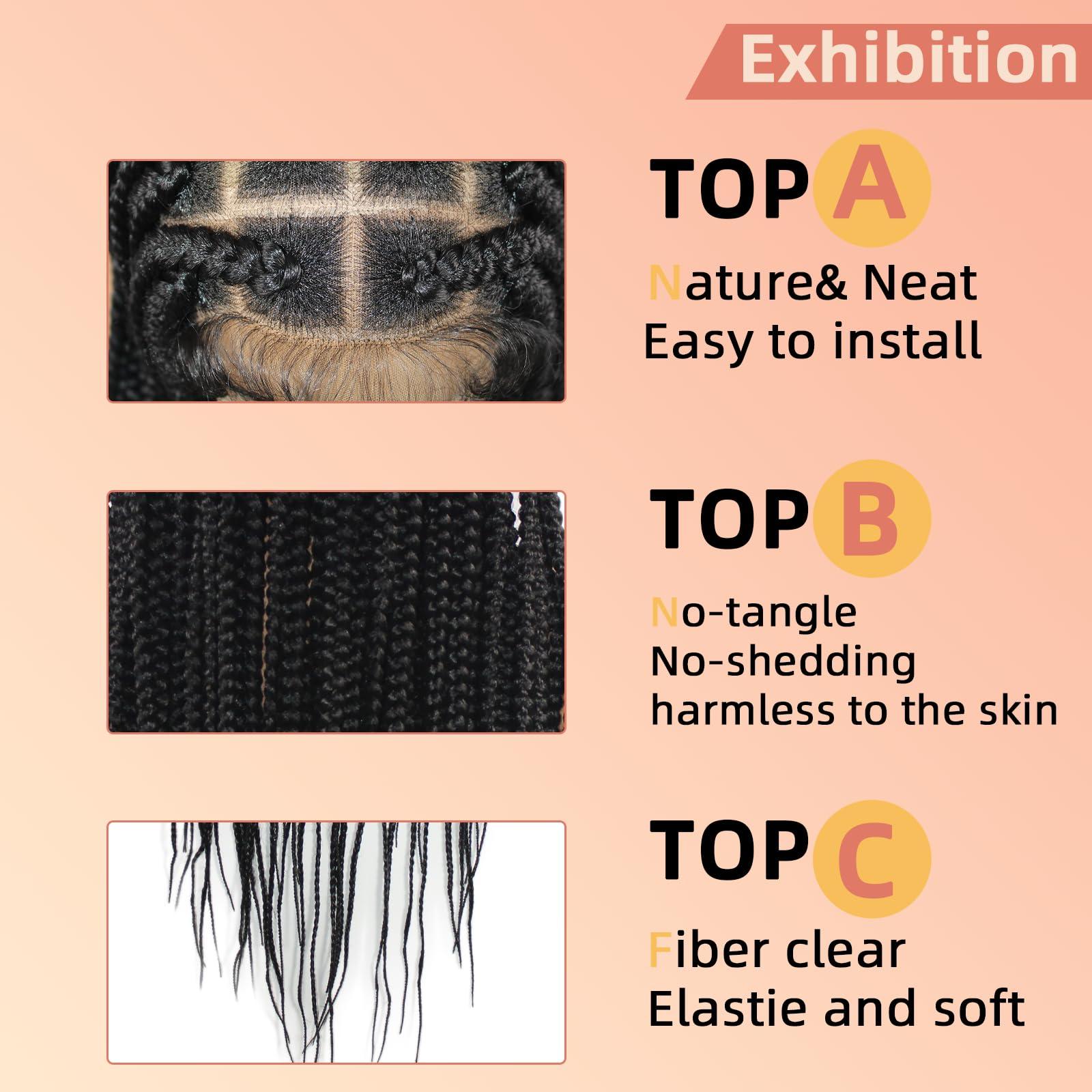Miz Barn Miz Barn 36 inch 360 Full HD Lace Knotless Box Braid Wig 100% Handmade Synthetic Braided Wig For Black Women Swiss Lace Braids Wigs With Baby Hair (1B#, 36\")