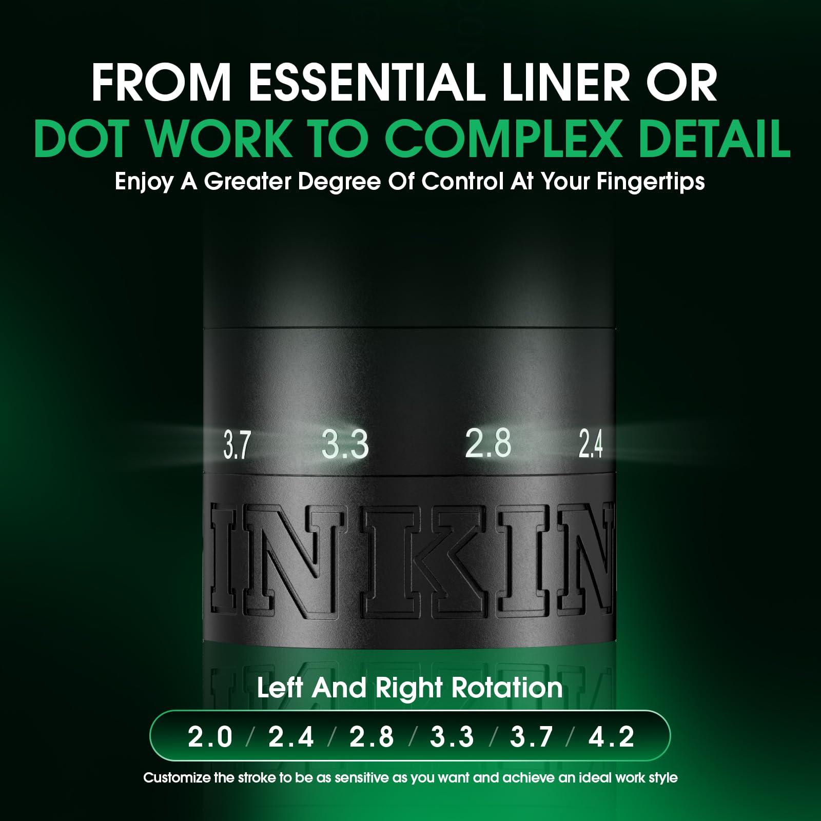 INKin INKin Tattoo Gun Kit, Inkflexo Wireless Tattoo Machine with 6 Adjustable Strokes 2.0mm - 4.2mm Rotary Tattoo Pen Kit with 2Pcs Batteries 1600mAh Power Supply OLED Display for Beginners and Artists