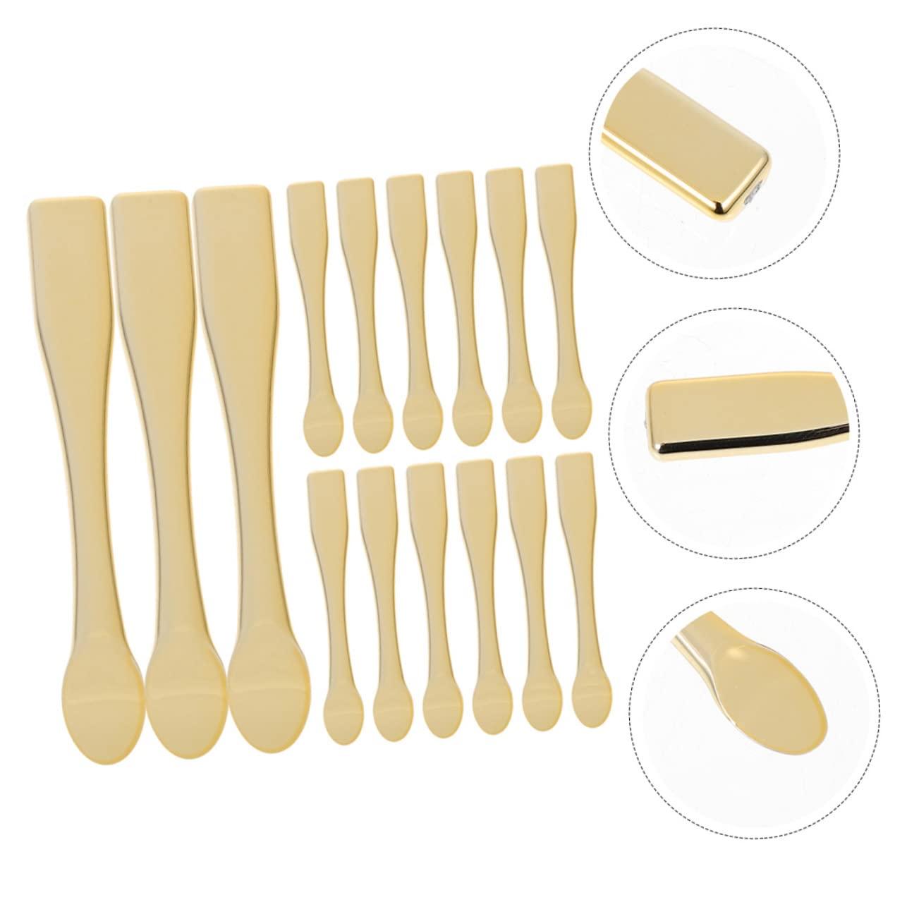 Beavorty Beavorty 60 Pcs Mask Spoon Espresso Spoons Facial Kit Skincare Tools Bar Spoon Makeup Spoons Spatula Skincare Spatula Eye Cream Mini Spatula Skincare Mini Black Spoon Abs Golden
