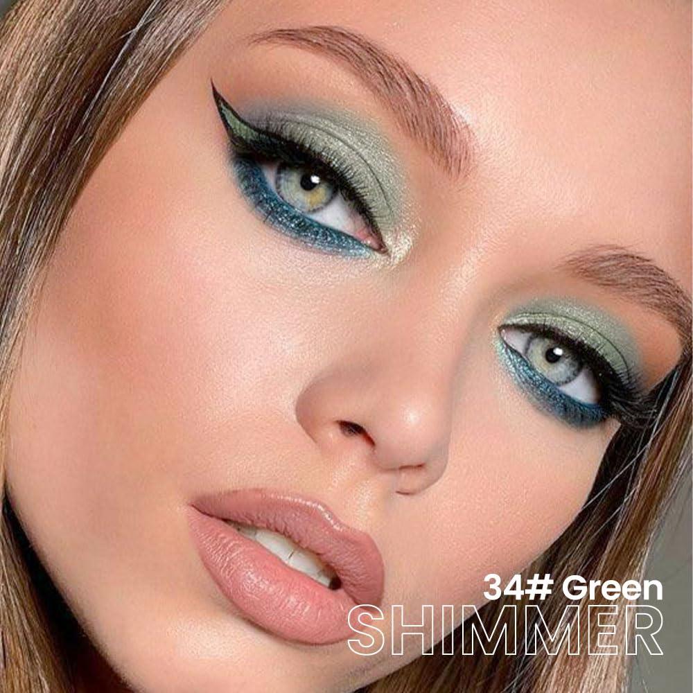 evpct evpct Green Shimmer Cream Eye Shadow Brightener Sticks Set for Eyes, Green Shimmery Matte Pencil Eye shadow Applicator Stick Pen Palette Makeup Waterproof sombras en crema para ojos 34#