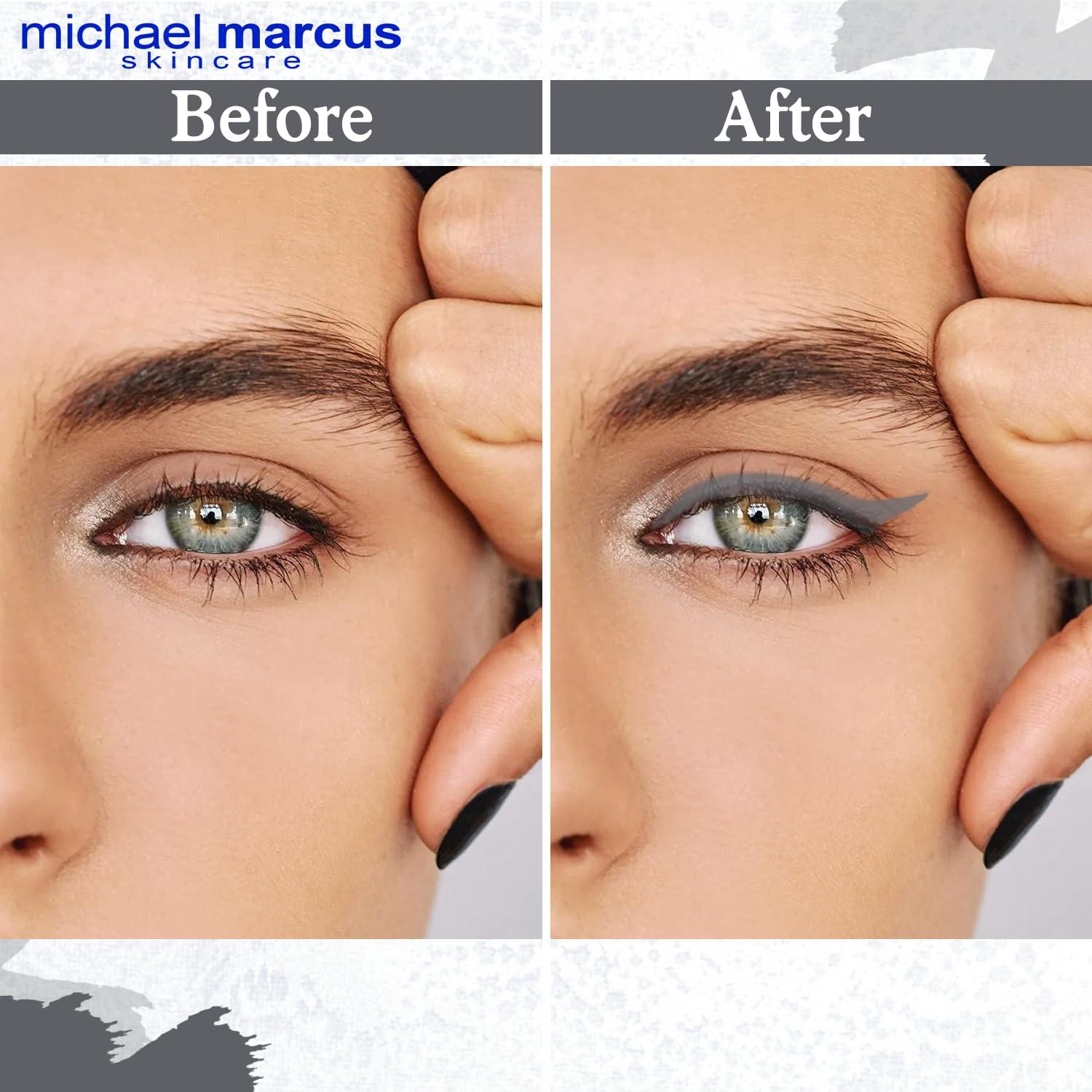 michael marcus Michael Marcus Makeup Cake Eye Liner & Eyeliner Brush Trashy - Water Activated Dry Pressed, Long-Lasting & Smudge Resistant Eyeliner - Cruelty & Paraben Free - For Beginner & Pro Makeup Artist