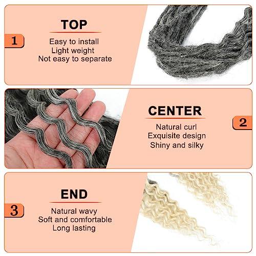 Ajsowju Ajsowju Wavy Dreadlocks Synthetic Curly Ends Double Ended Dreadlock Extensions 24inches 10 Strands Thin 0.6cm Soft Black to Blonde DE Dreadlock Extension for Women (Curly 10 Strands, 1B/613)