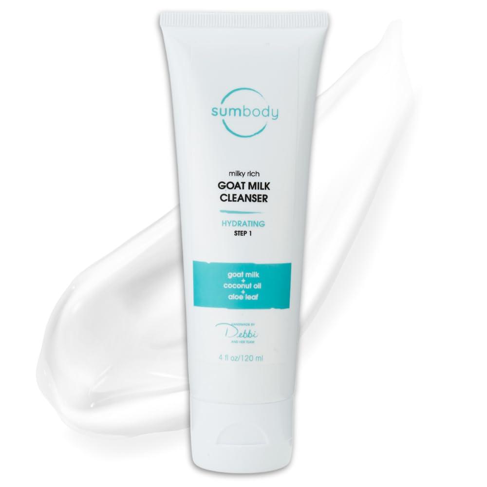 Sumbody Sumbody Face Wash for Women & Men Goat Milk Cleanser (4oz) Cruelty Free Face Wash, Organic Gentle Face Cleanser with AHAs & Vitamins for Sensitive Skin, Day and Night Face Wash Cleanser for Dry Skin