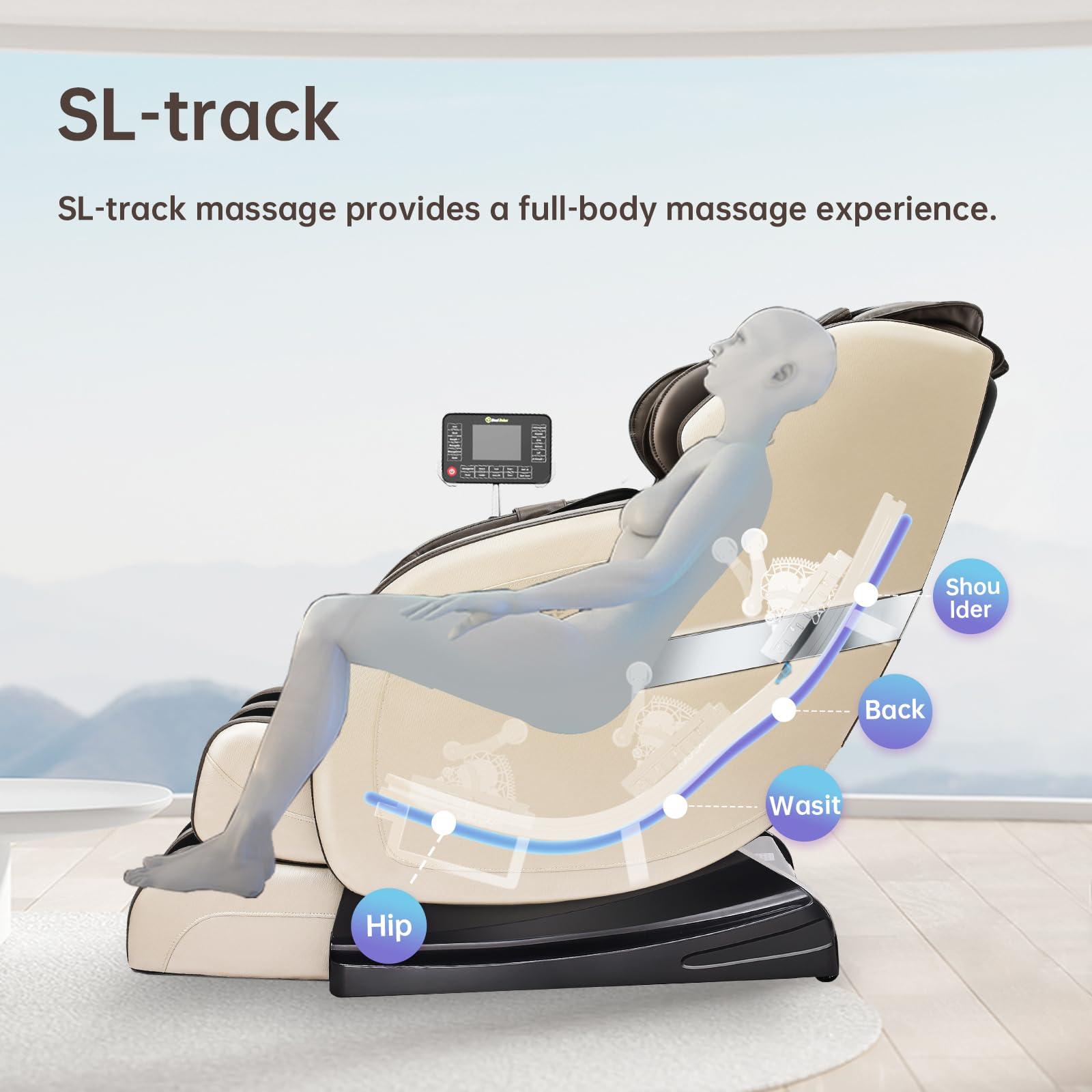 Real Relax Real Relax Massage Chair, SL Track Full Body Zero Gravity Massage Chair Recliner with App Control, Favor 05 (Brown)