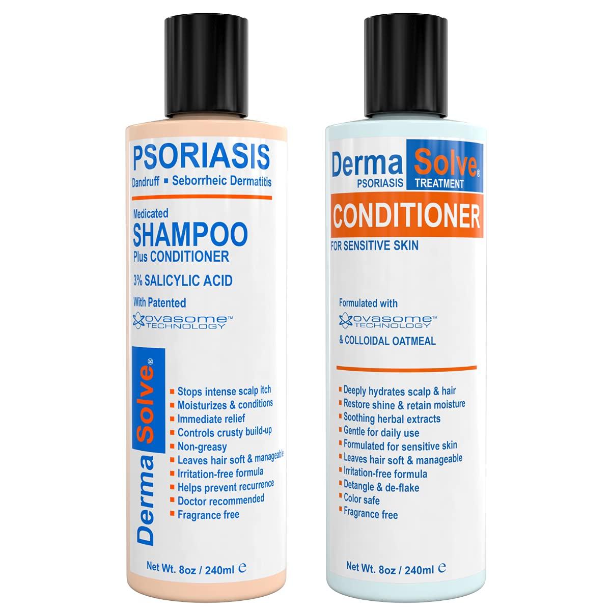 Dermasolve DermaSolve Scalp Psoriasis & Dandruff free Medicated Shampoo with Conditioner, Ultimate Seborrheic Dermatitis Treatment for Itchy, Flakey Scalp, Soothing & Moisturizing Relief