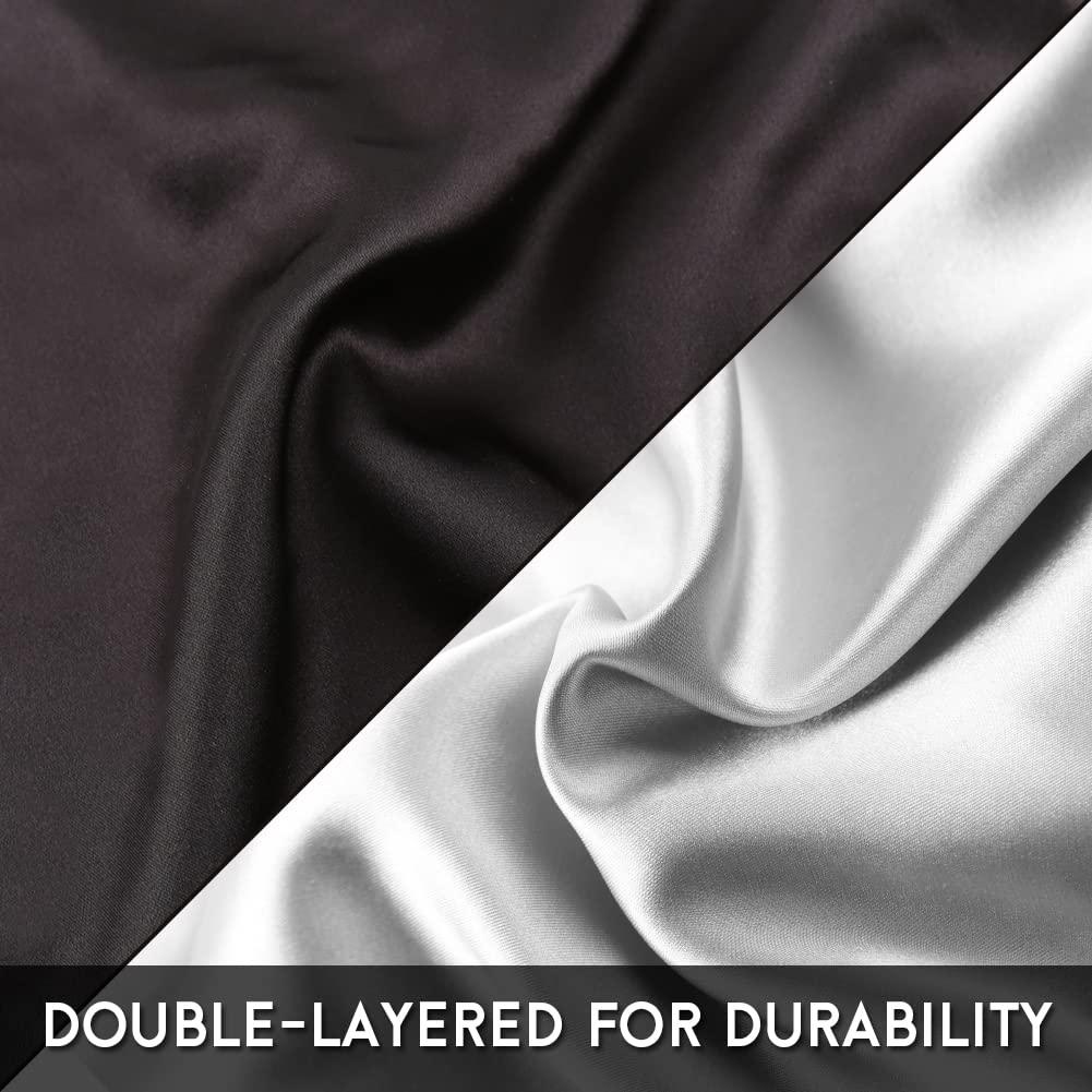 sent hair sent hair Large Round Satin Bonnet Sleep Cap for Women, Double-Layer Silky Hair Bonnet with Tie Band for Braids/Curly/Long Hair - Black