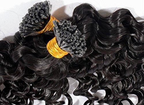 RemeeHi Remeehi 0.5g/strand 50g Brazilian I Tip Curly Virgn Human Hair Extensions Deep Curly I Stick Tip Pre-Bonded Hair Extensions (30" 27#)