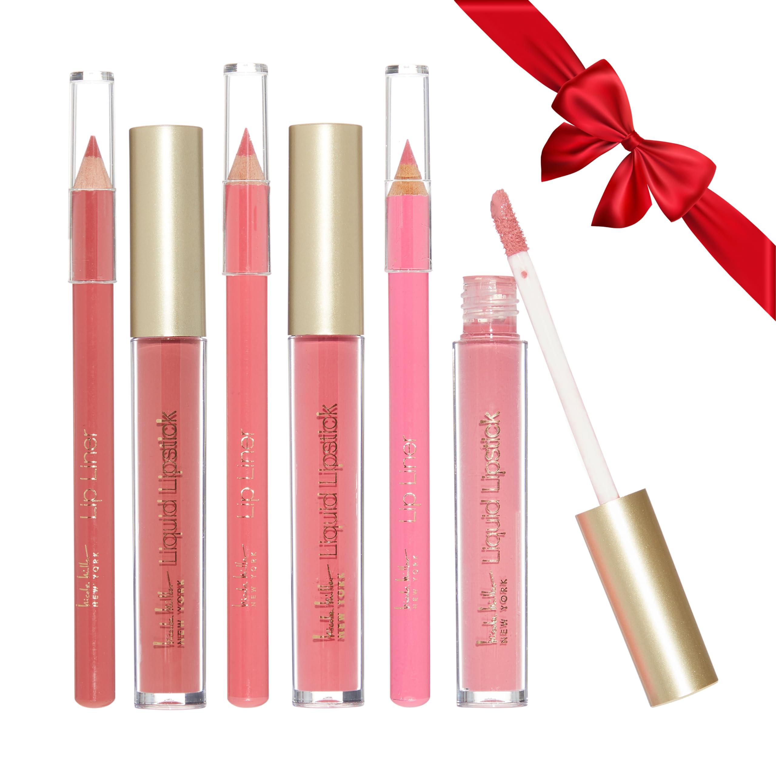 Nicole Miller New York Nicole Miller Liquid Lipstick & Liner Collection | 6 Piece Set | 3 Liquid Lipsticks & 3 Lip Liners in Various Shades for Stunning, Long-lasting