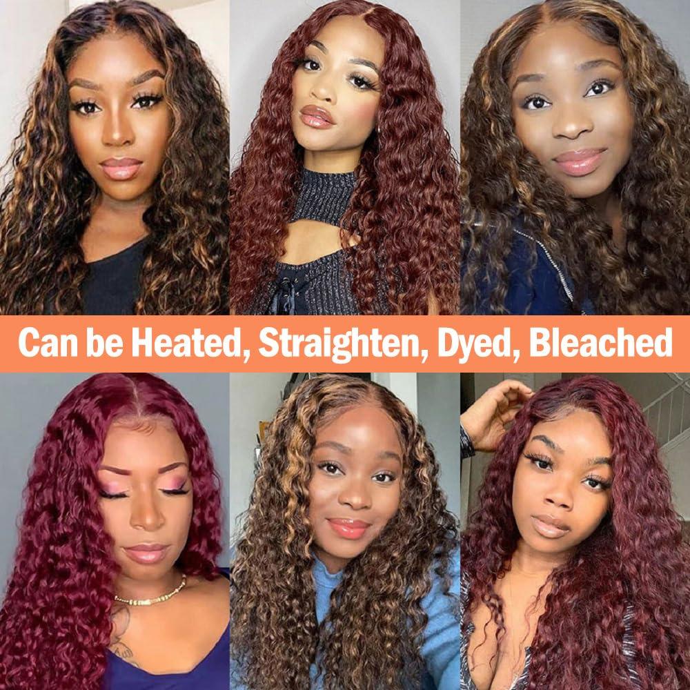 YOCYTU 12A Deep Wave Human Hair Bundles 26 28 30 Inch Brazilian Deep Wave Curly Bundles Human Hair 3 Bundles 100% Unprocessed Virgin Remy Wet and Wavy Human Hair Weave Bundles Deals Natural Black