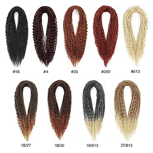 Ajsowju Ajsowju Wavy Dreadlocks Synthetic Curly Ends Double Ended Dreadlock Extensions 24inches 10 Strands Thin 0.6cm Soft Black to Blonde DE Dreadlock Extension for Women (Curly 10 Strands, 1B/613)