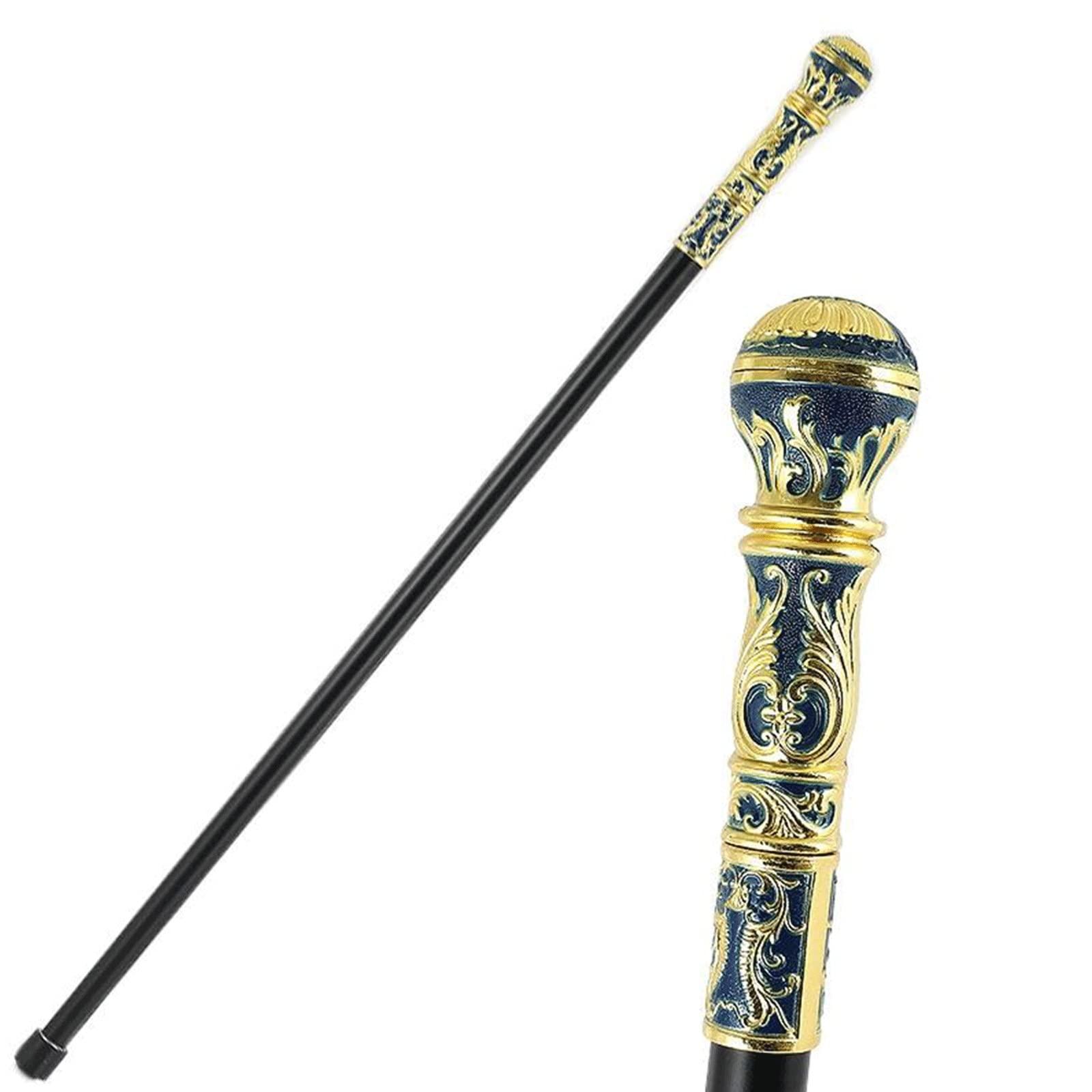 Yufenj Yufenj Blue and Gold Two-Color Domineering British Round Head Handle Scepter Gift Young Creative Gentleman Civilized Stick Men and Women Cane