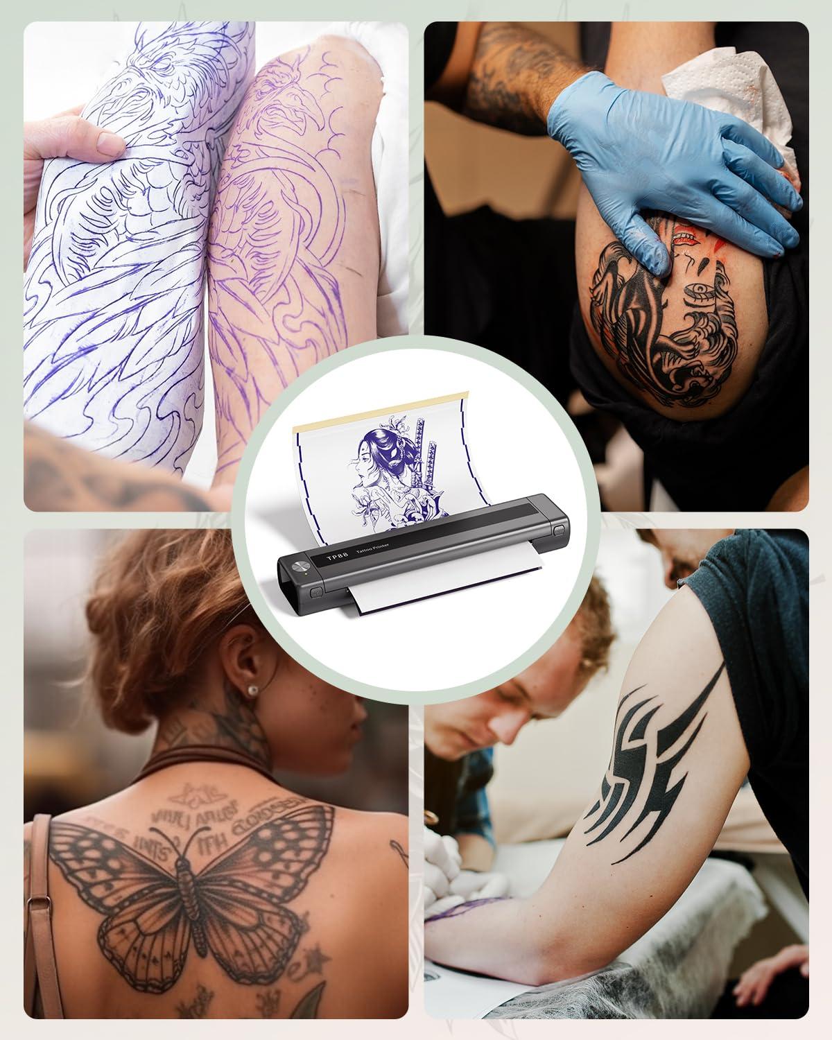 LabelCreate Tattoo Printer Machine,Wireless Tattoo Stencil Printer TP88 (Upgraded)+50 Sheets Tattoo Transfer Paper(8.27\" x 11.69\" A4 Size)