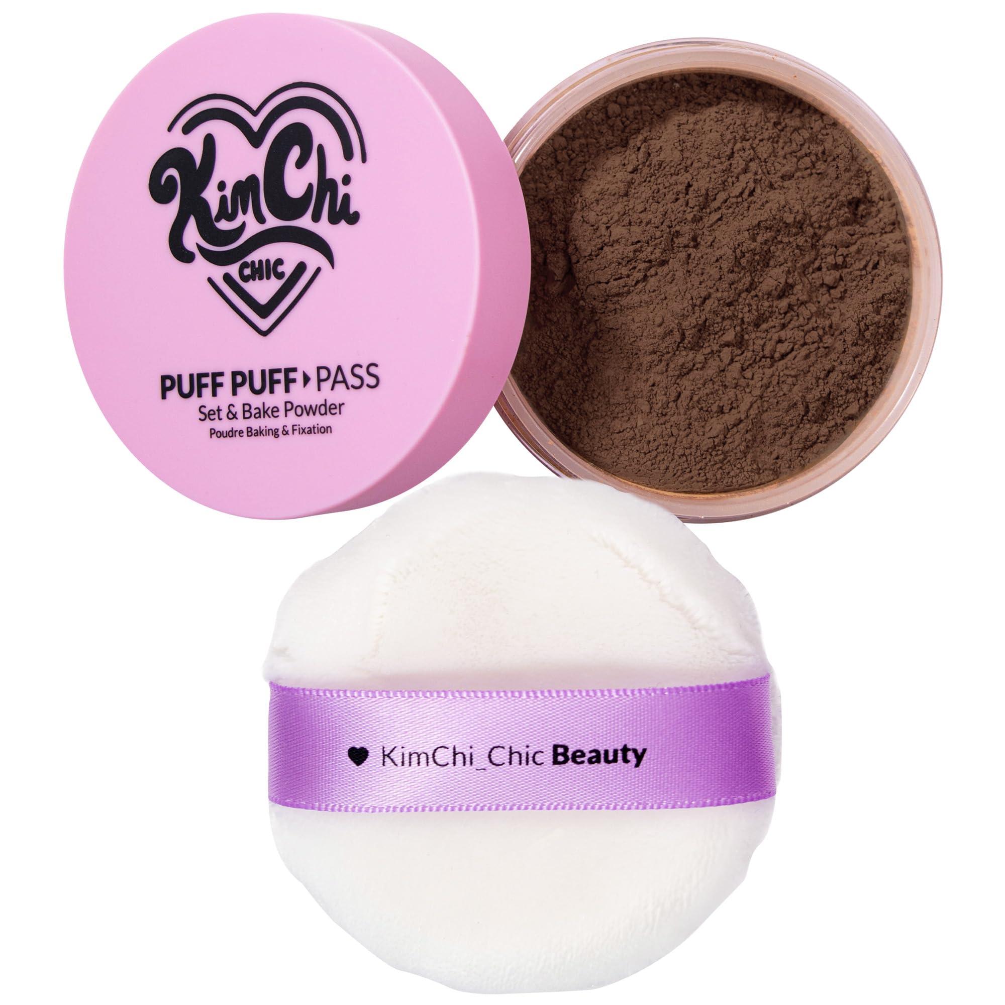 Kimchi Chic Kimchi Chic Beauty Puff Puff Pass Set and Bake Powder, Loose Face Powder with Extra Fluffy Setting Powder Puff, Soft Brown Face Makeup for Uneven Skin Tone, 08 Chocolate