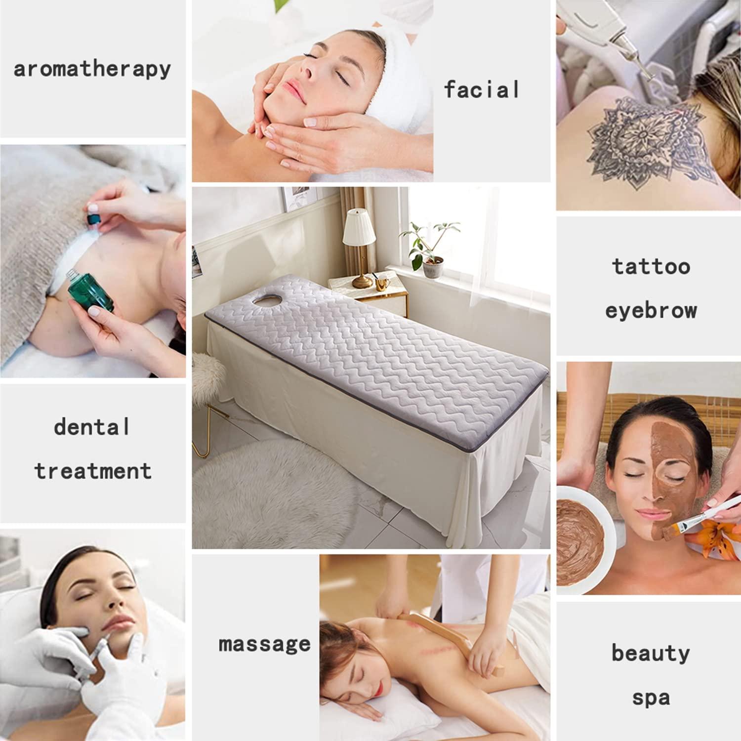 NinthAvenue Basics Spa Bed Mattress Topper Massage Accessories with Hole 4.5cm Thick Massage Table Cover Protector Salon Foam Mattress Topper for Lash Bed (Square/Round/Trapezoidal Head),Gray r,70x190cm