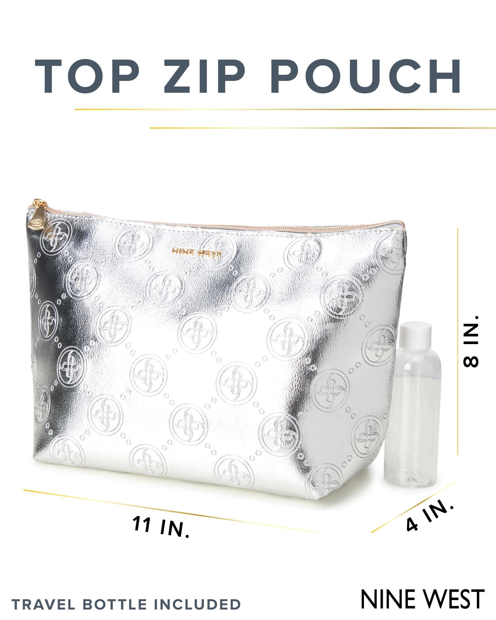 Nine West Nine West Women\'s Cosmetics Bag - Travel Makeup and Toiletries Top Zip Wedge Pouch, Grey