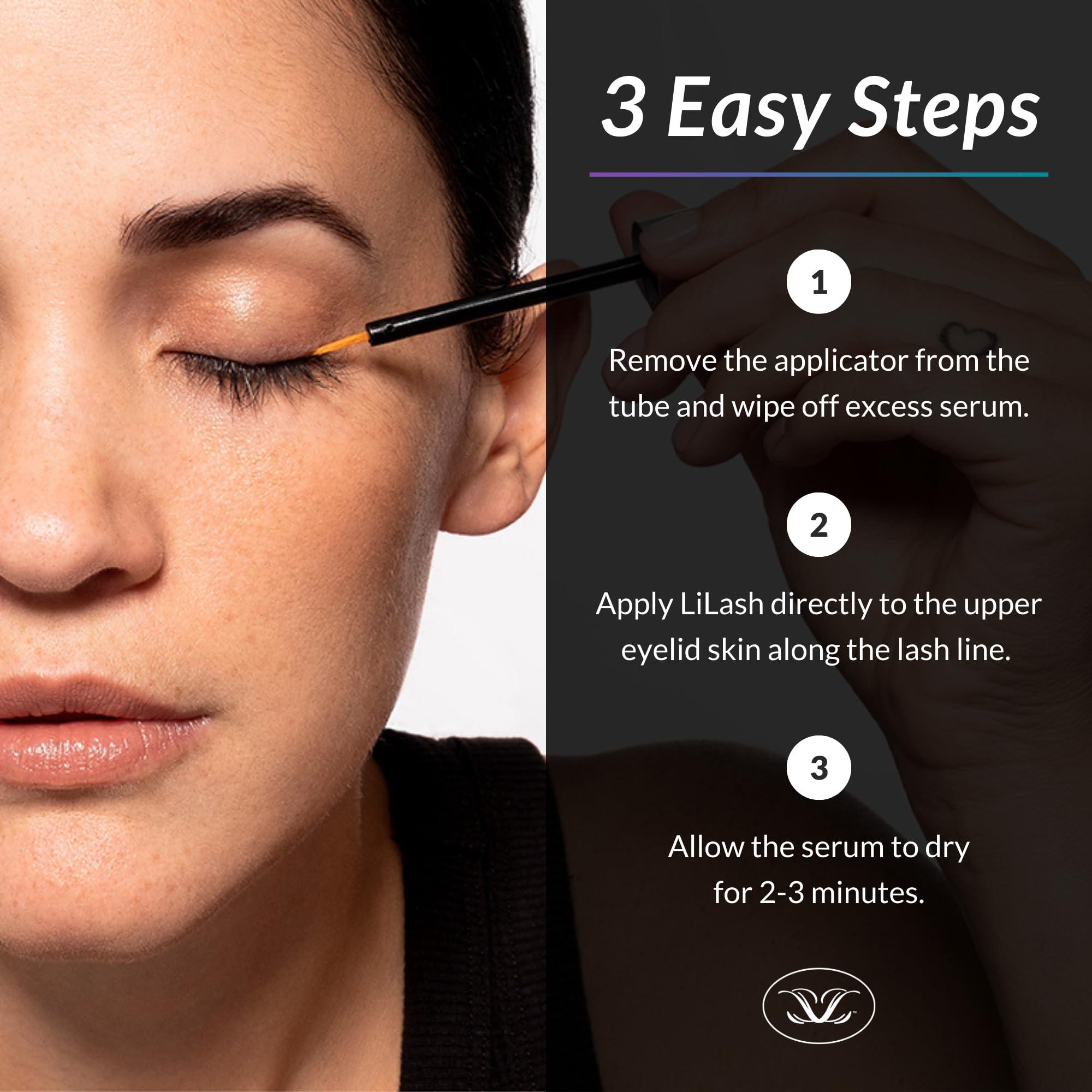 LiLash LiLash Purified Eyelash Physician-Formulated Serum for Fuller & Longer Looking Eyelashes | Natural Eyelash Enhancer Safe for Sensitive Eyes & Contact Lens Wearers | 90-Day Supply (2mL)