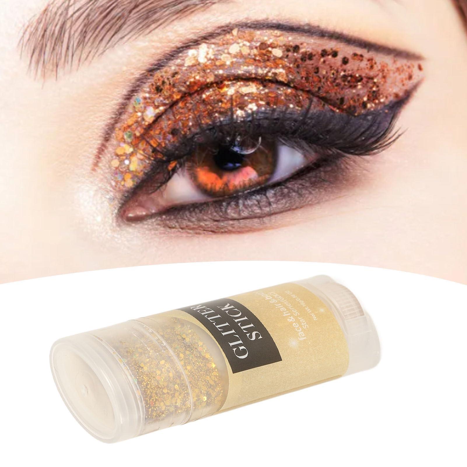 ZAICOLER Glitter Stick, Hair Glitter Gold Body Glitter Stick Safe Holographic Sequins Paint Sparkling Face Glitter Gel Makeup Body Glitter for Face Body Hair Eyes Lip 0.6oz