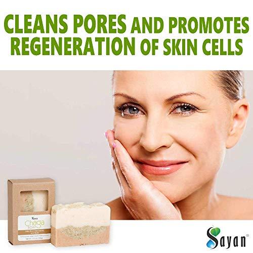 Sayan Sayan Siberian Chaga Mushroom Soap with Birch Tree Leaves and Buds - All Natural and Hand Made (3.5 oz)