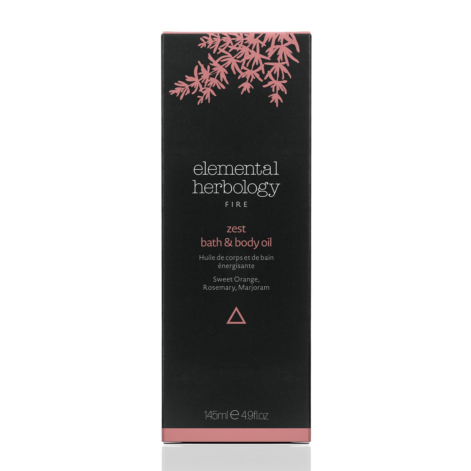 Elemental Herbology Elemental Herbology Zest Bath & Body Oil, 4.9 fl. oz- Marjoram, Sweet Orange, Rosemary Essential Oils Blend for a Revitalizing Bath - Cruelty Free