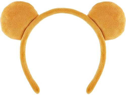DaliDali DaliDali Yellow Bear Ears Headband Adult, Bear Costume for Halloween Festival Cosplay Party, Bear Headband Hairband for Makeup Face Washing, Bear Ear Headband (1 Count,Yellow)