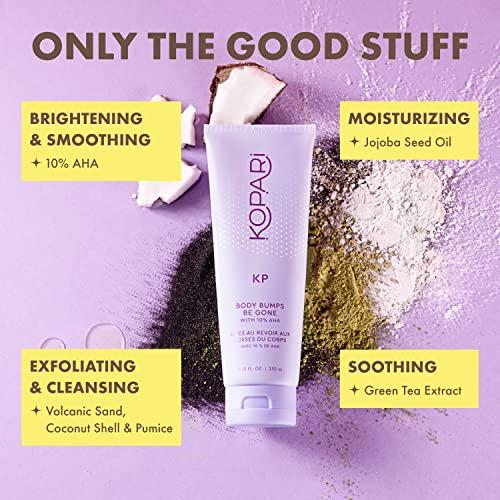 Kopari Kopari KP Body Bumps Be Gone Exfoliating Body Scrub with 10% AHA, to Smooth Skin, Reduce Bumps, Decongest Pores, Clarifying, Gently Exfoliate & Wash | 8.45 fl oz Tube