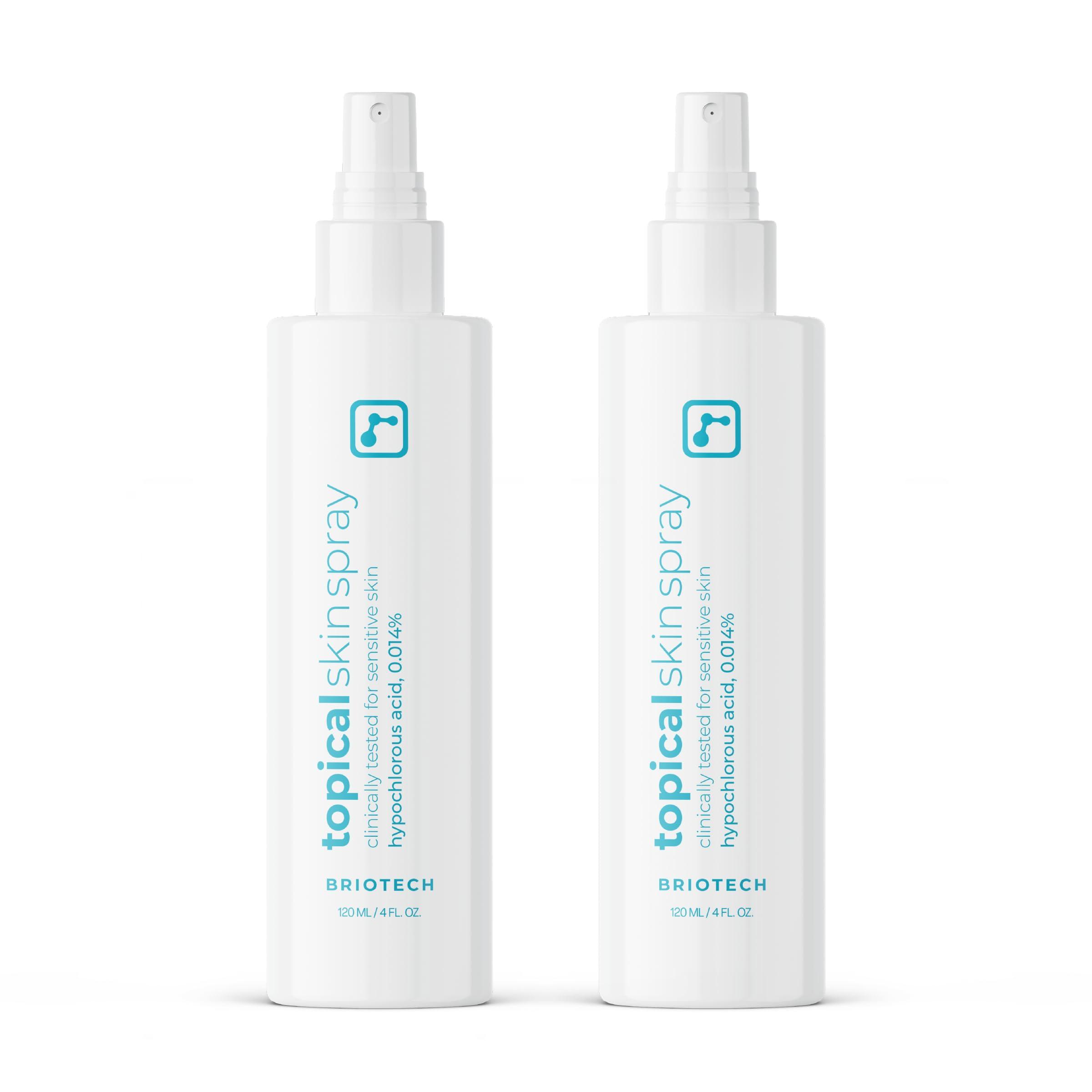 BRIOTECH BRIOTECH Topical Skin Spray, Hypochlorous Acid Spray for Body & Face, Eyelid Cleanser, HOCl Facial Mist, Support Against Irritation, Calm Redness, Soothe Scalp, Packaging May Vary, 4 oz ea, 2 ct