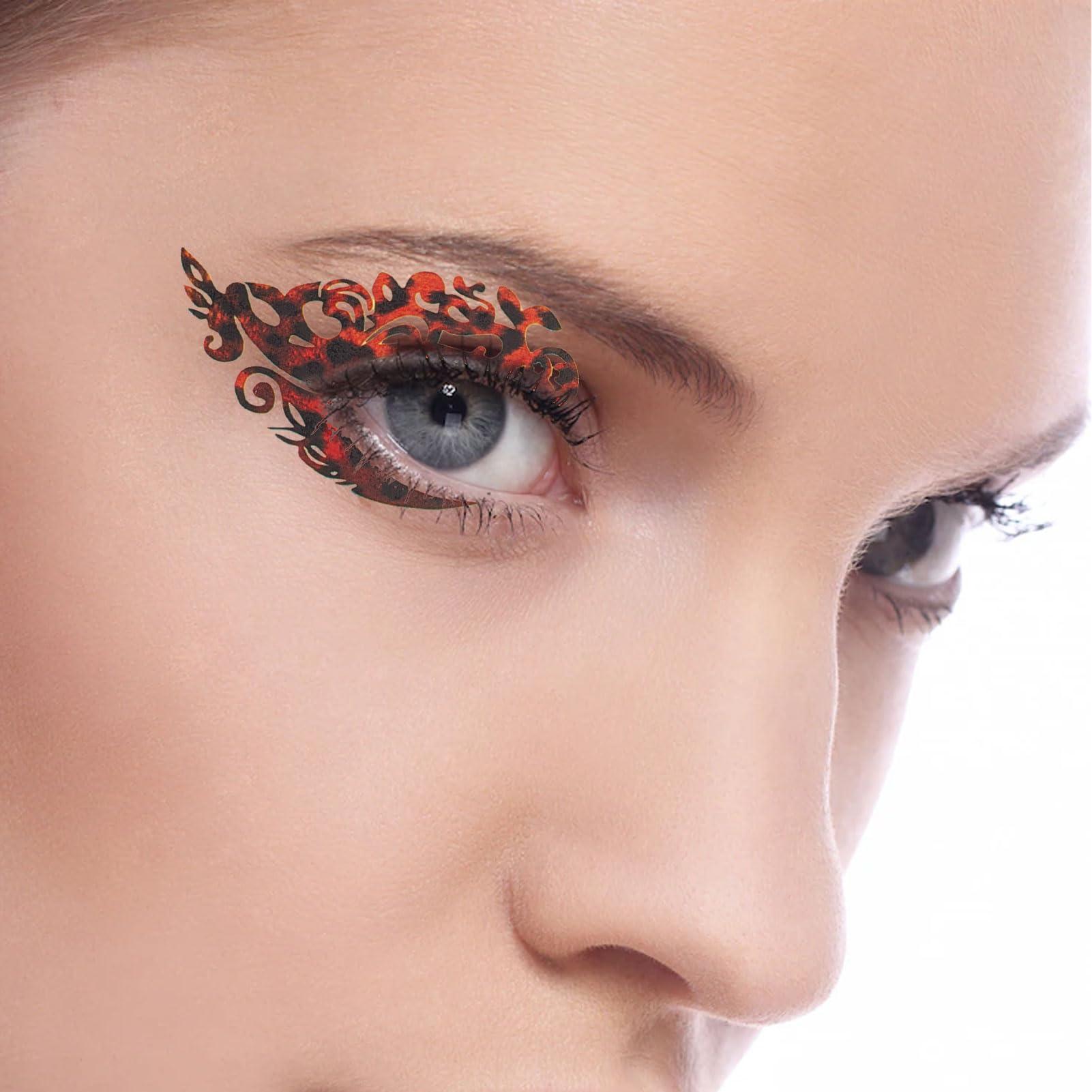 NICENEEDED NICENEEDED 10 PCS Temporary Eye Tattoo Stickers, Masquerade Eyes Makeup Transfer Decals, Waterproof EyeShadow Eyeliner Sticker for Cosplay Party Eyes Decoration