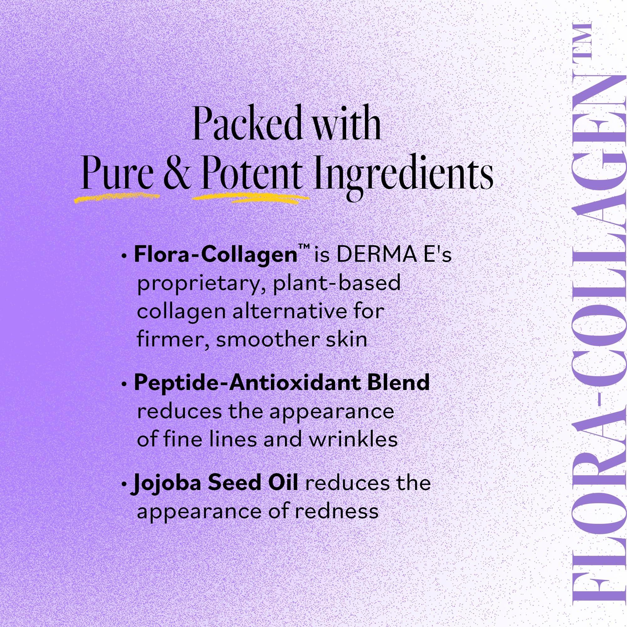 Derma E DERMA-E Advanced Peptides and Vegan Flora-Collagen Moisturizer Double Action Collagen Face Cream with Peptide Complex Intensely Hydrating Face Moisturizer for Lines, Wrinkles and Redness, 2 Oz