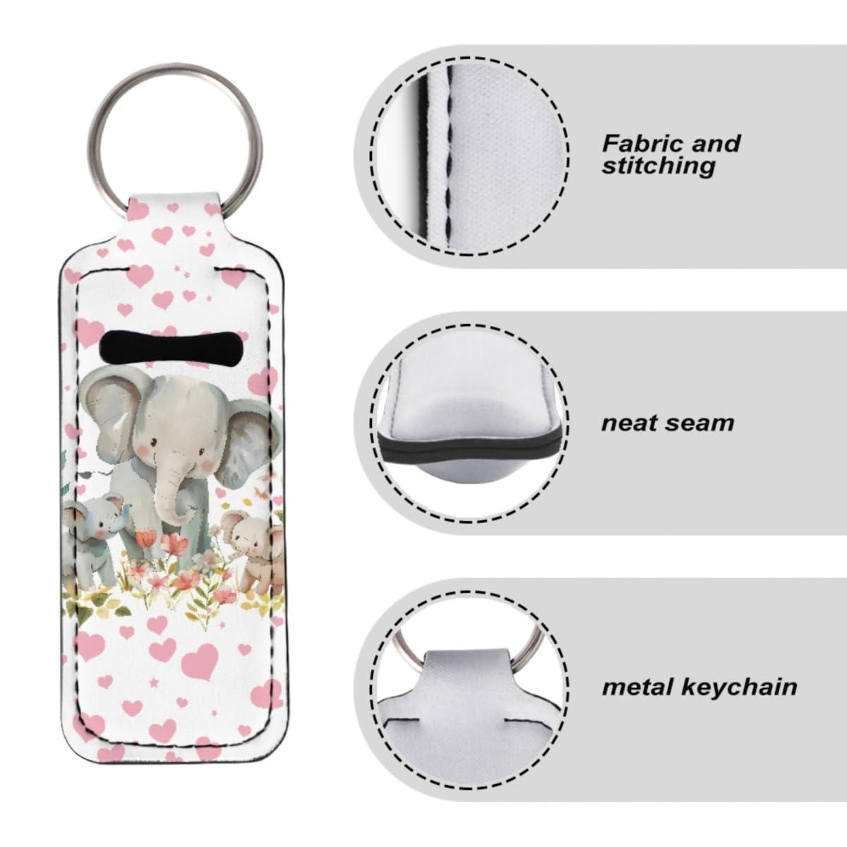 DUOLIFU DUOLIFU 2 PCS Novelty Printed Chapstick Holder Keychain Clip-on Sleeve Lip Balm Holder Lipstick Sleeve Pouch,Elephant,ONESIZE