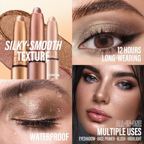 LANGMANNI LANGMANNI Eyeshadow Stick, 6 PCS Waterproof Multi-Color Eyeshadow Pen Set, Creamy Long-Lasting Eye Makeup Kit, Natural & Shimmer Shades Contour Stick, Perfect Gifts For Women (#B)