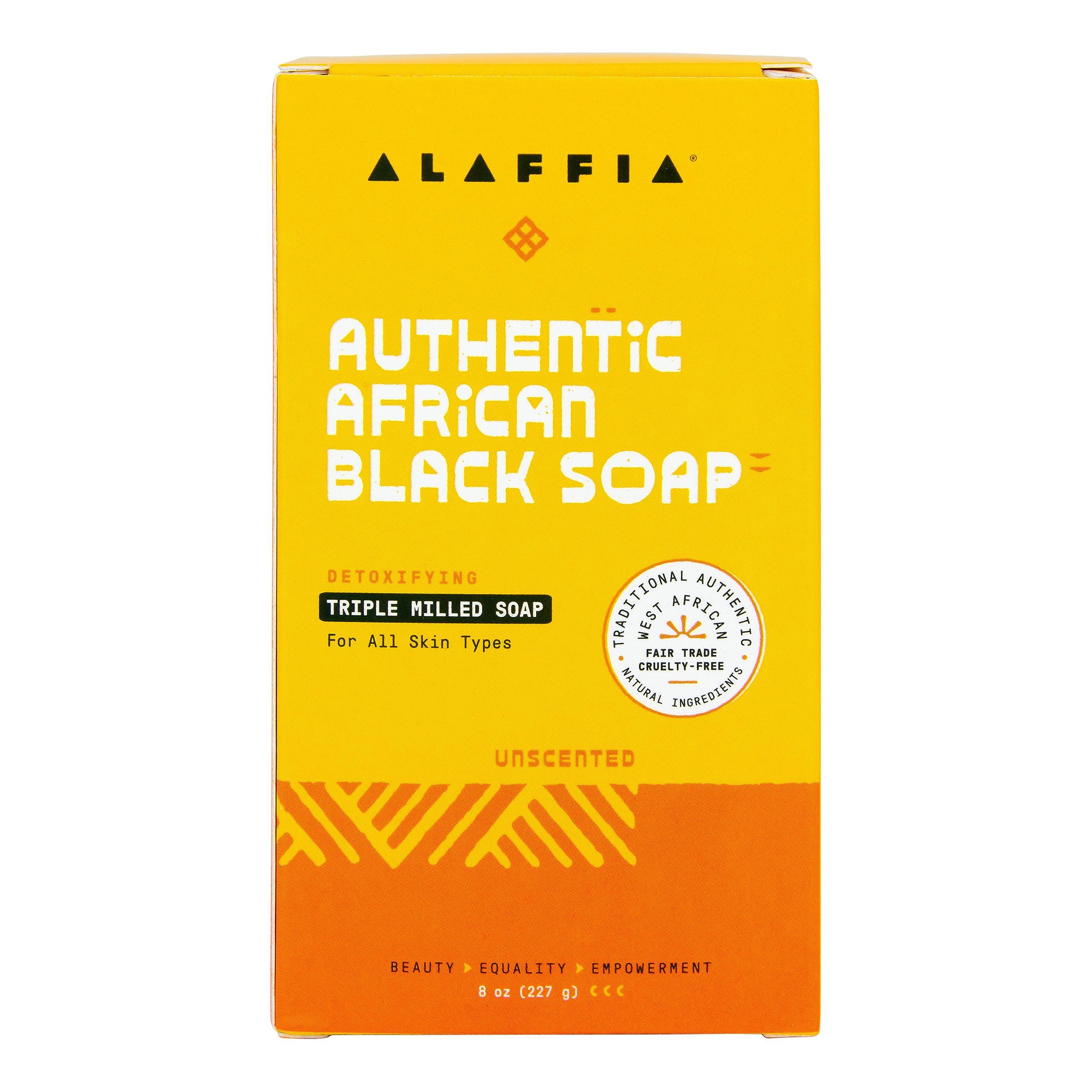 Alaffia Alaffia Authentic African Black Soap Bar - Body Soap, Natural Coconut Oil, Shea Butter & Aromatic Plant Extracts, Ergonomic Bar Soap, Unscented, 8 Oz Ea (Pack of 4)