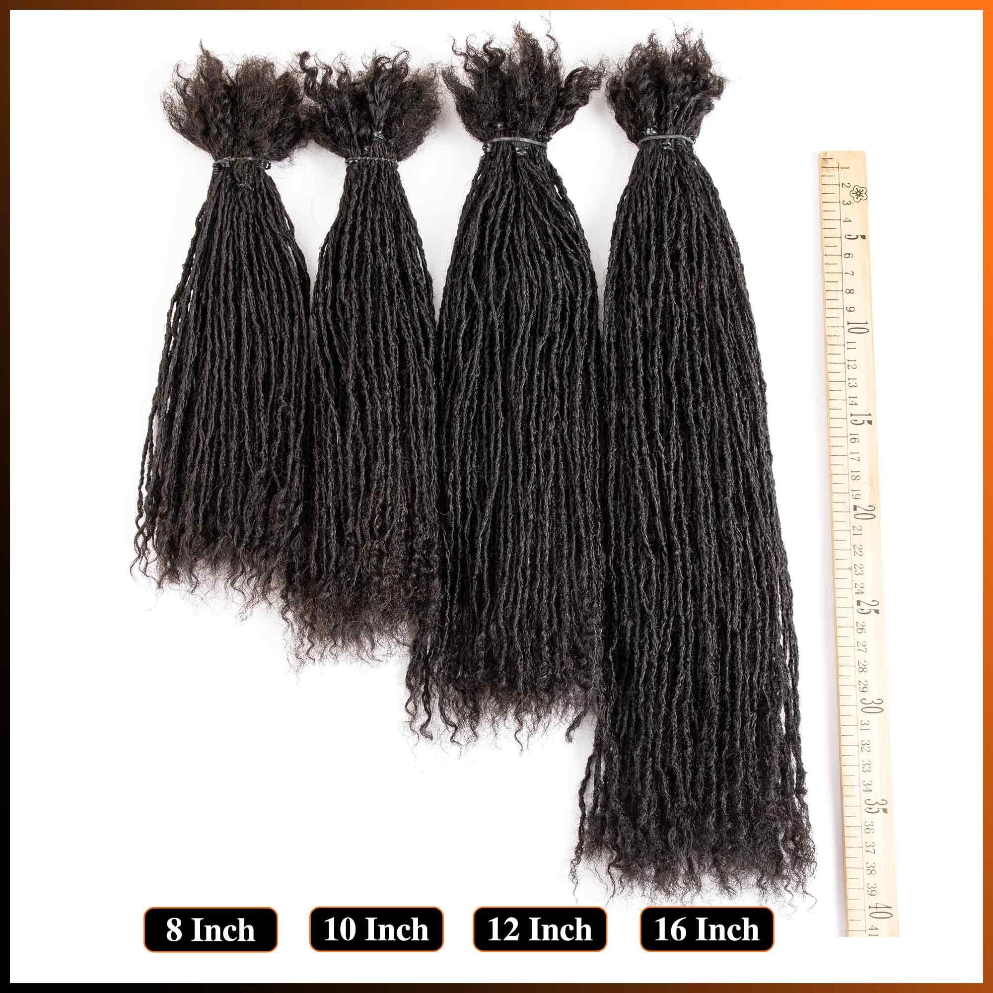 originea Originea 8-18 Inch 0.1 Thickness Curly Tips Interlocked sisters Locs 100% Real Human Hair Micro loc Extensions Permanent Dreadlock Extensions Natural Looking Locs (1B# 0.1cm, 12 Inch 70 Strands)