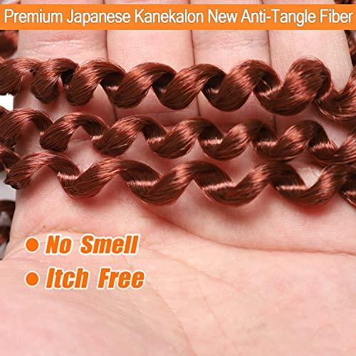 RENJOING 350 Passion Twist Hair 24 Inch 1 Pack Ginger Water Wave Crochet Hair for Passion Twists Long Bohemian Braiding Protective Style Hair Extensions (24 Inch 1 Pack, 350#)