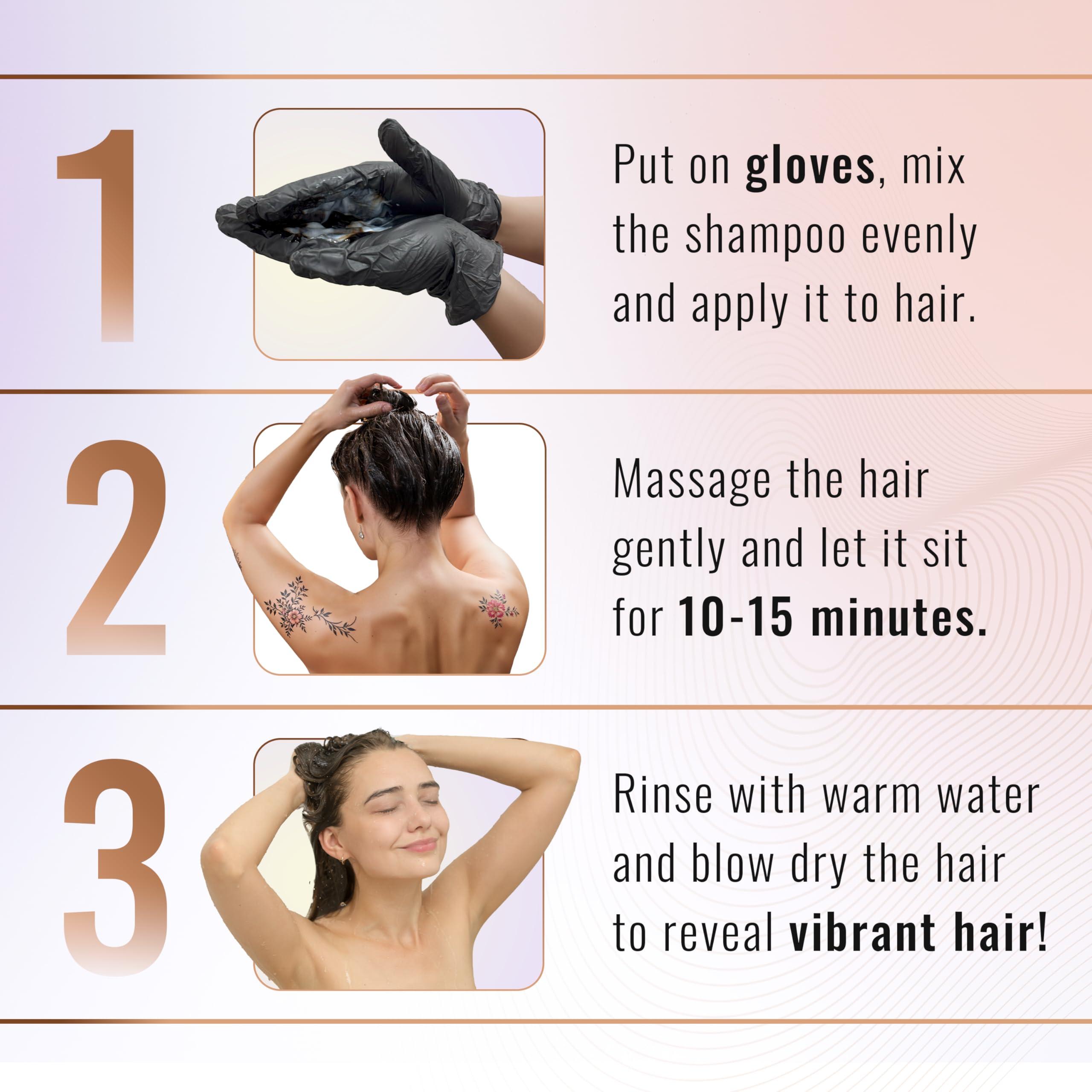 Herbishh Herbishh Travel Pack Hair Dye Color Shampoo in Sachet + 1pc Argan Hair Mask Sachet (Black, 5 sachets)