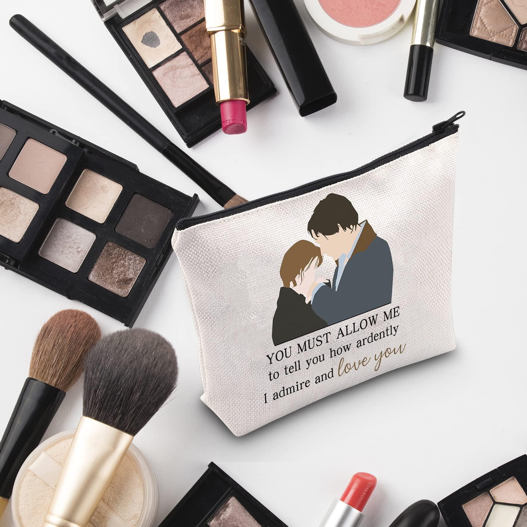 G2TUP G2TUP J Austen Gift Mr Darcy Makeup Bag Elizabeth Bennet Cosmetic Bag Classic Literary Gift Bookworm Gift Book Club Gift (Mr Darcy White Bag)