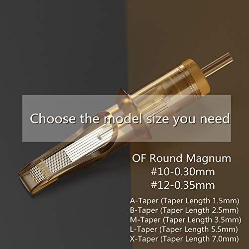 RHEIN RHEIN Tattoo Cartridge Needles 20pcs 9RM #12 Standard 9 Round Magnum Needle Diameter 0.35mm, 3.5mm M-Taper for Tattoo Artists & Beginners Open Tips EN02-20-OF1209RM