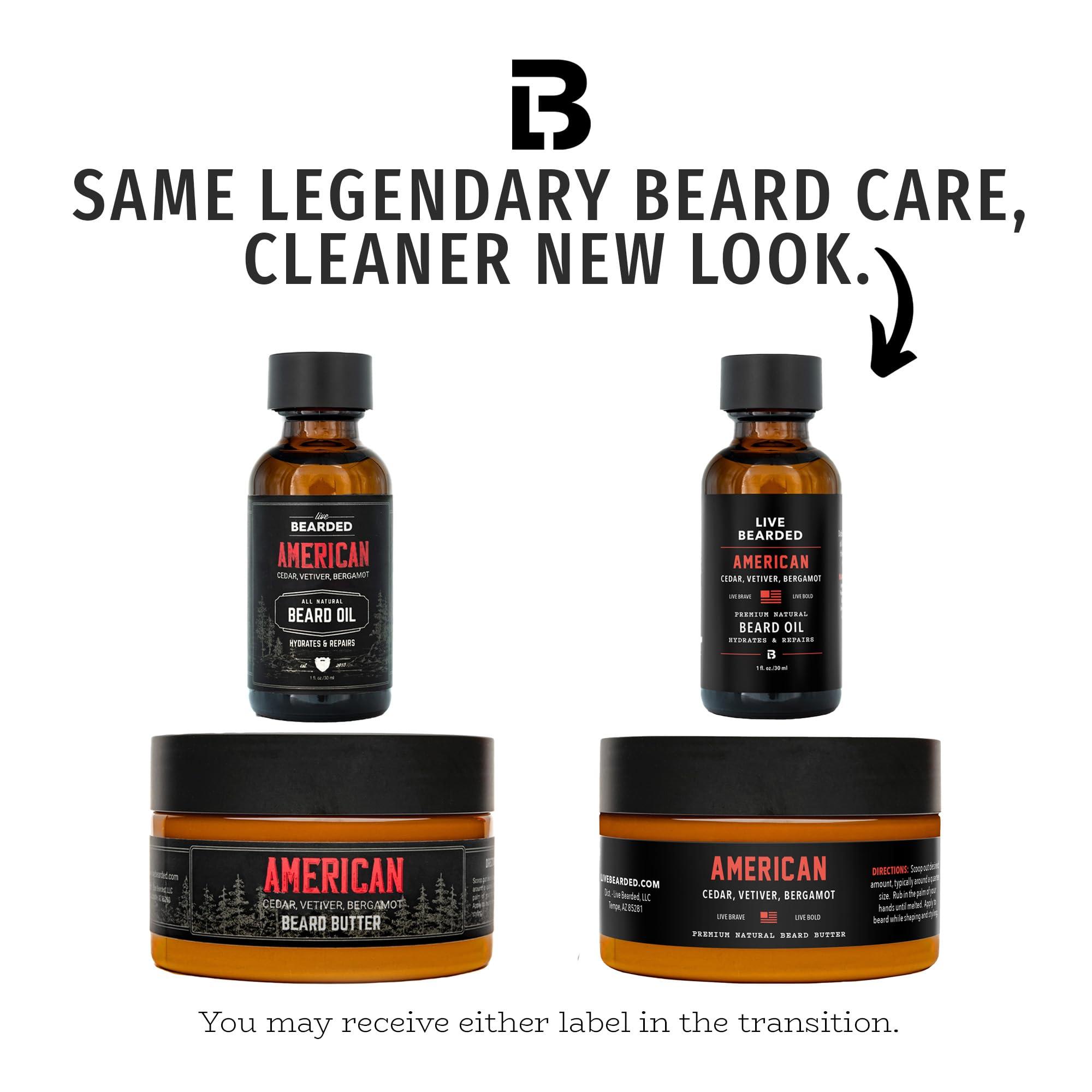 Live Bearded Live Bearded: Beard Oil and Beard Butter Grooming Kit - American - All-Natural Ingredients with Shea Butter, Argan Oil, Jojoba Oil and More - Beard Growth Support - Made in The USA
