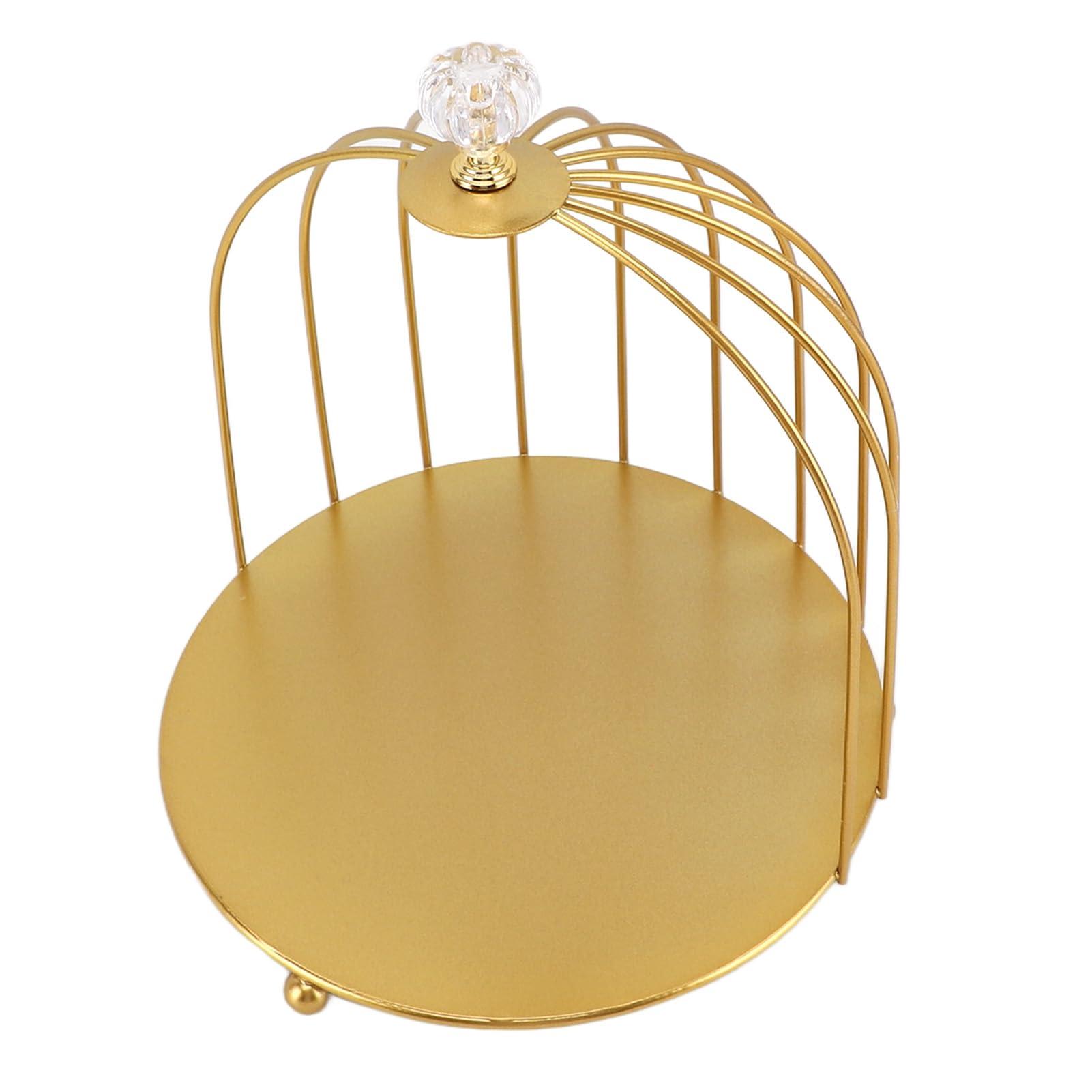 Generic Gold Bird Cage Makeup Display Stand, Iron Multifunctional Cosmetic Organizer for Bathroom, Space Saving Birdcage Shelf for Toiletries (Single Layer)
