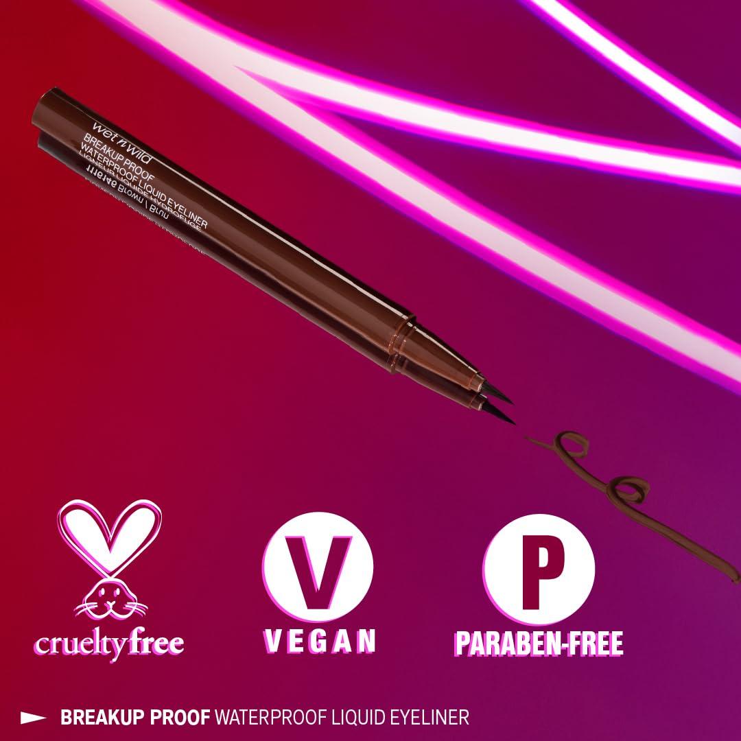wet n wild wet n wild Mega Last Breakup Proof Liquid Eyeliner - Ultra-Fine Brush, Waterproof, 16-Hour Long-Lasting Wear - Cruelty-Free & Vegan - Brown