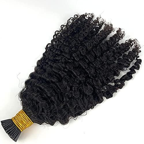 HAPPY&CC HAPPY&CC 4B 4C Afro Kinky Curly I Tip Hair Extensions Brazilian Virgin Human Hair 1g strand 100g Easy Stick I Tip Hair (16inch)