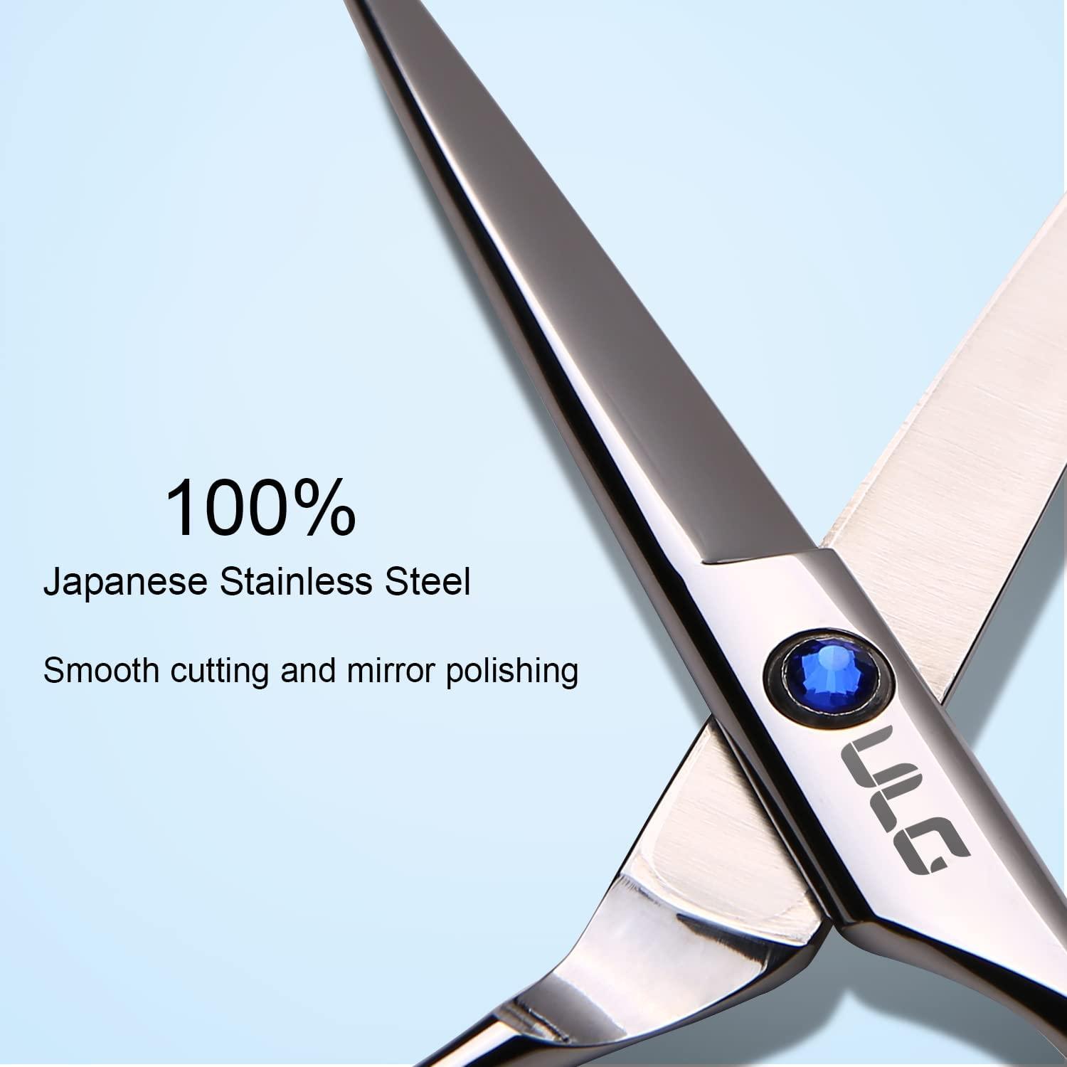 ULG Hair Cutting Scissors, ULG Professional Hair Scissors 6.5 inch Right-Hand Razor Edge Barber Scissors Salon Hair Cutting Shears Made of Japanese Stainless Steel, Hand Sharpened