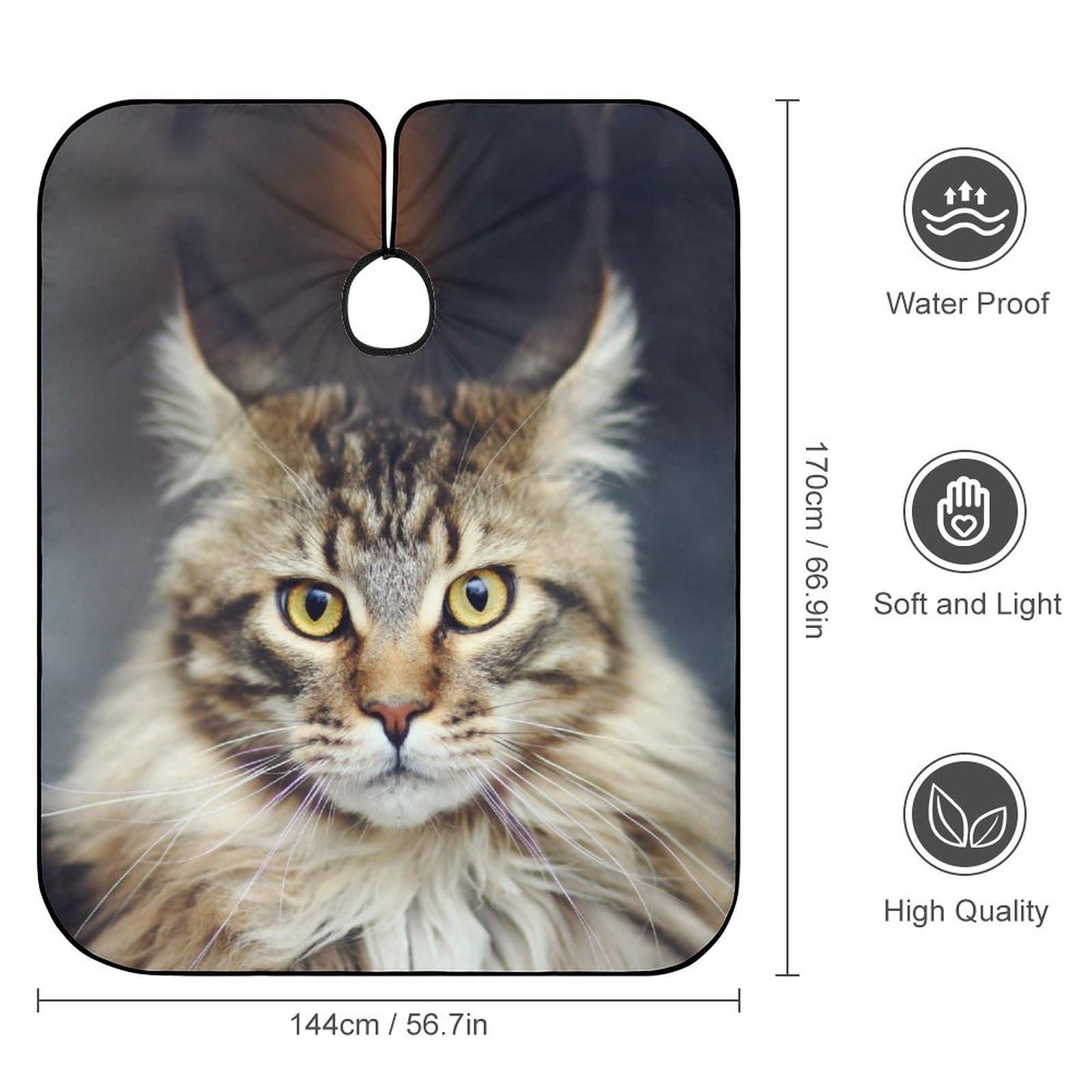 XKAWPC Maine Coon Cat Barber Cape Professional Hair Cutting Apron Hairdresser Cape Salon Cape for Men Women