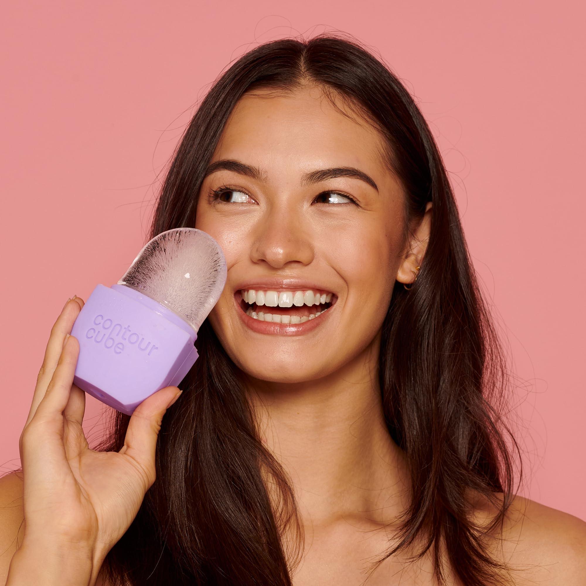 Contour Cube Contour Cube Original - Ice Roller for Sculpting & De-Puffing - Face Ice Roller & Massager with BPA-Free Silicone - Ice Mold for Face - Skin Care Tools for Daily Skincare (180ml) - Violet