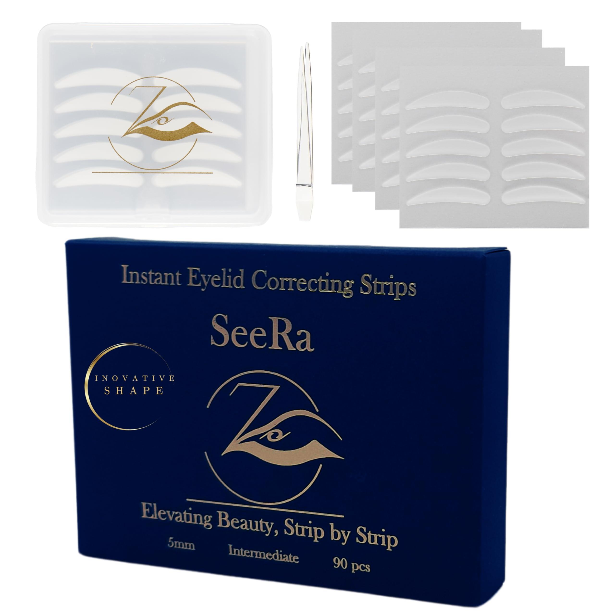 SeeRa SeeRa: Instant Lifting Eyelid Tape for Hooded & Droopy Eyes - Hypoallergenic, Waterproof, Invisible Eye Lift Strips, Non-Surgical, Eyelid Lifters & Stickers (4mm-7mm) (5mm-Intermediate)