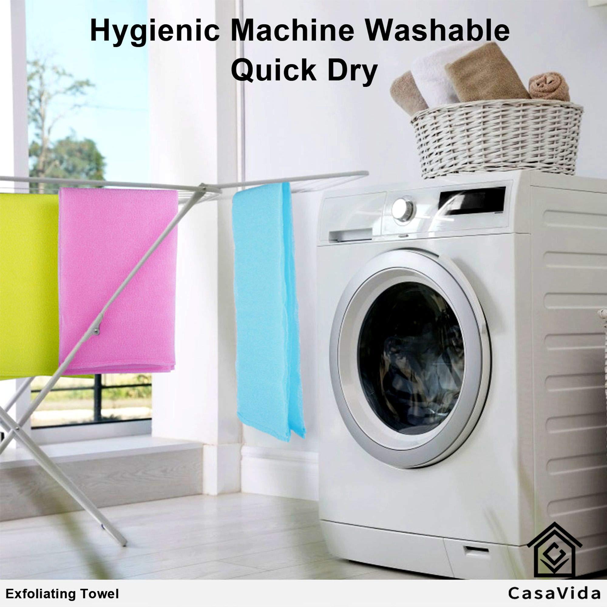 CASAVIDA CasaVida Exfoliating Washcloth Back Scrubber for Shower Exfoliating Body Scrubber Japanese Beauty Washcloth African Net Sponge Bath Korean Loofah Towel Wash Cloth Scrub Towel 3 Pack (Yellow x 3)